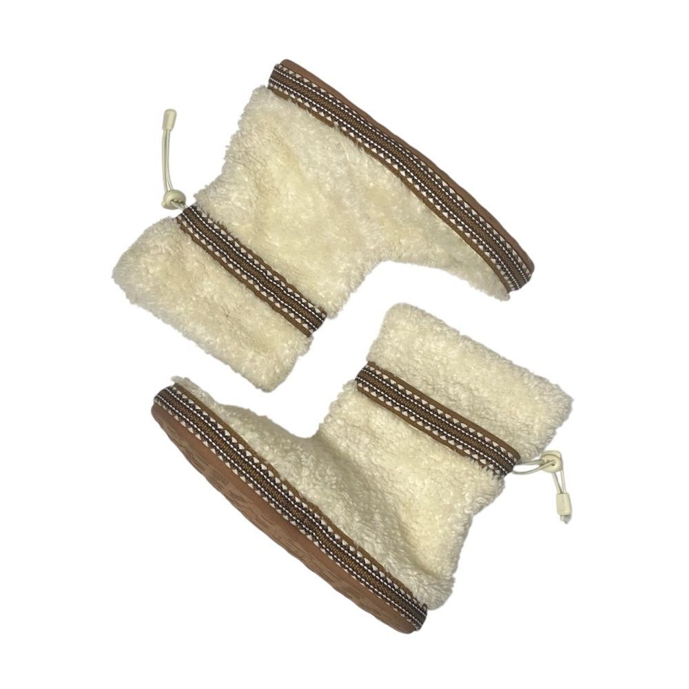 Daniel Green White Cap Moccasin Slippers Boots W/ Adjustable Strings Women's XS